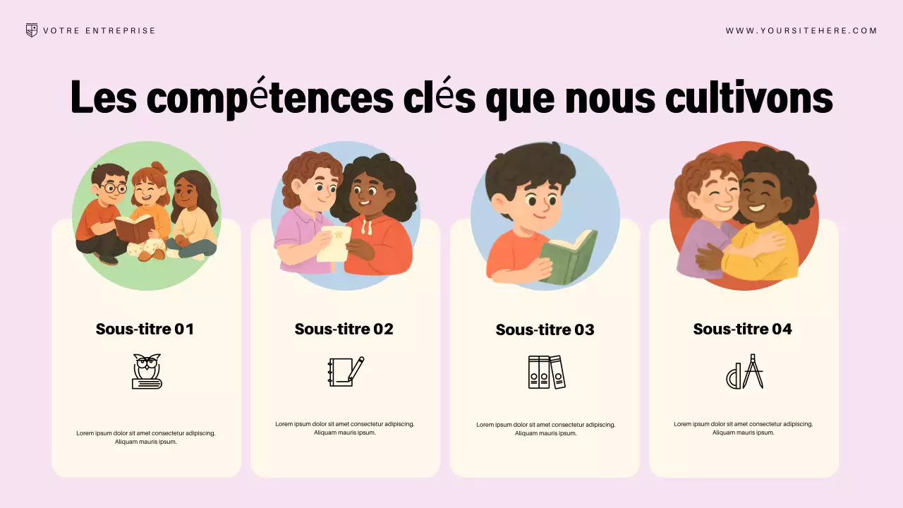 Présentation de l'annonce de l'éducation moderne rose