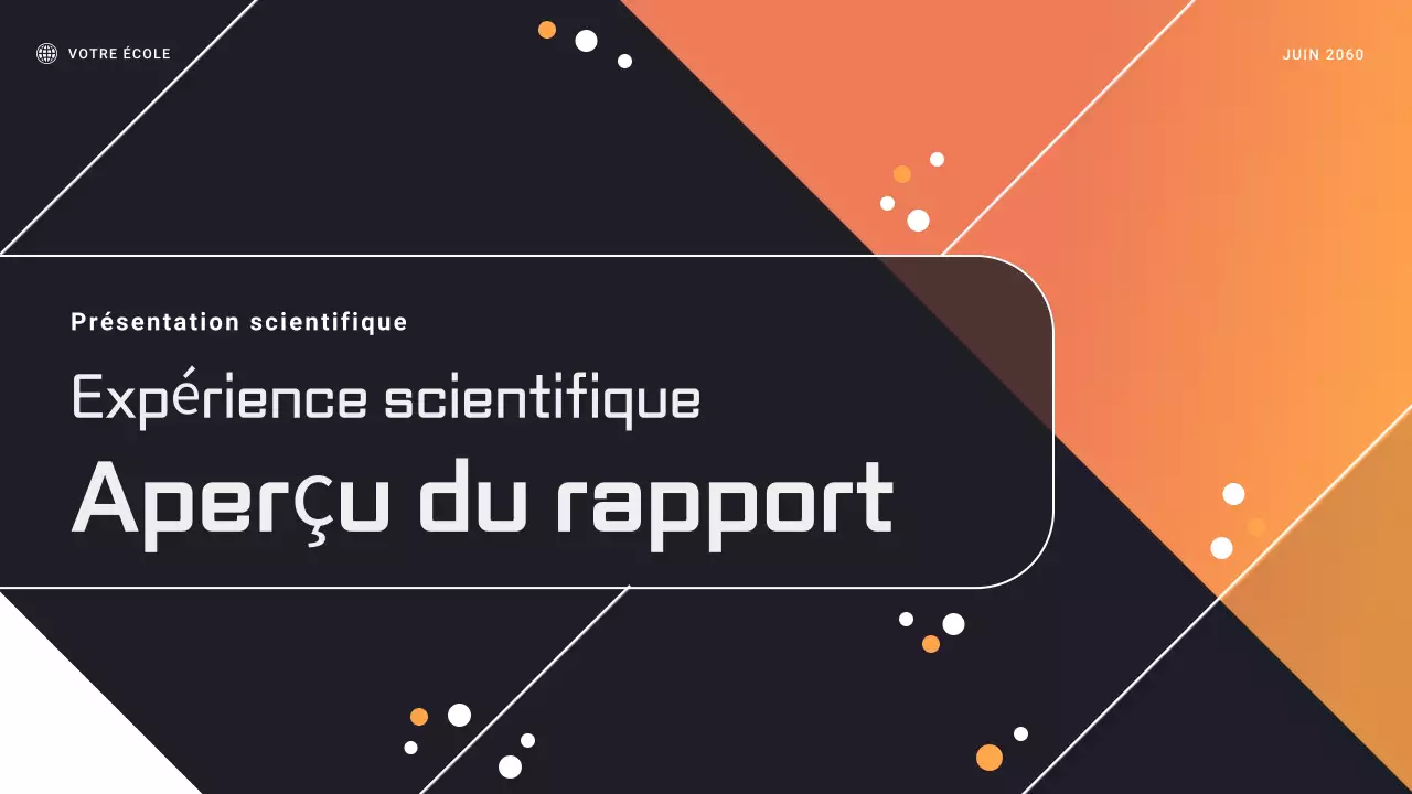 Présentation du rapport d'expérience scientifique géométrique noir et orange