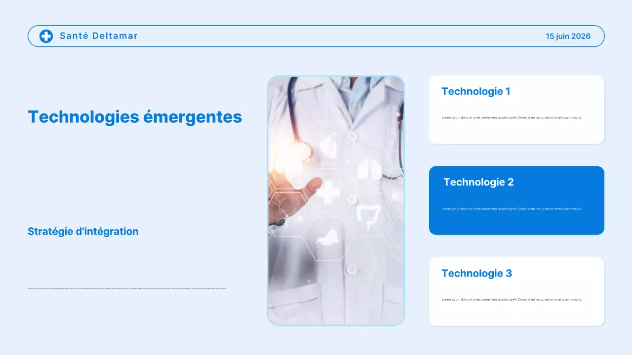 Présentation des tendances des soins de santé modernes en bleu