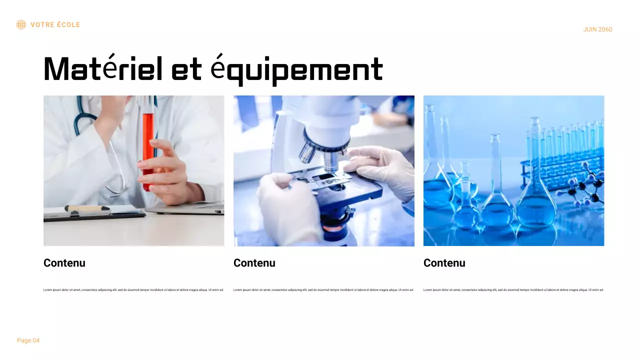 Présentation du rapport d'expérience scientifique géométrique noir et orange