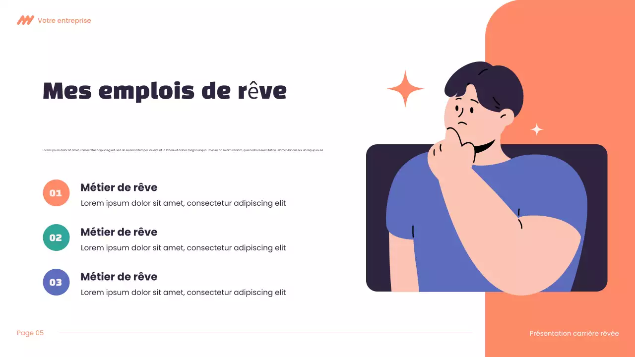 Présentation de carrière Modern Dream en violet et orange