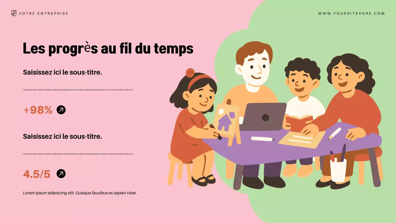 Présentation de l'annonce de l'éducation moderne rose