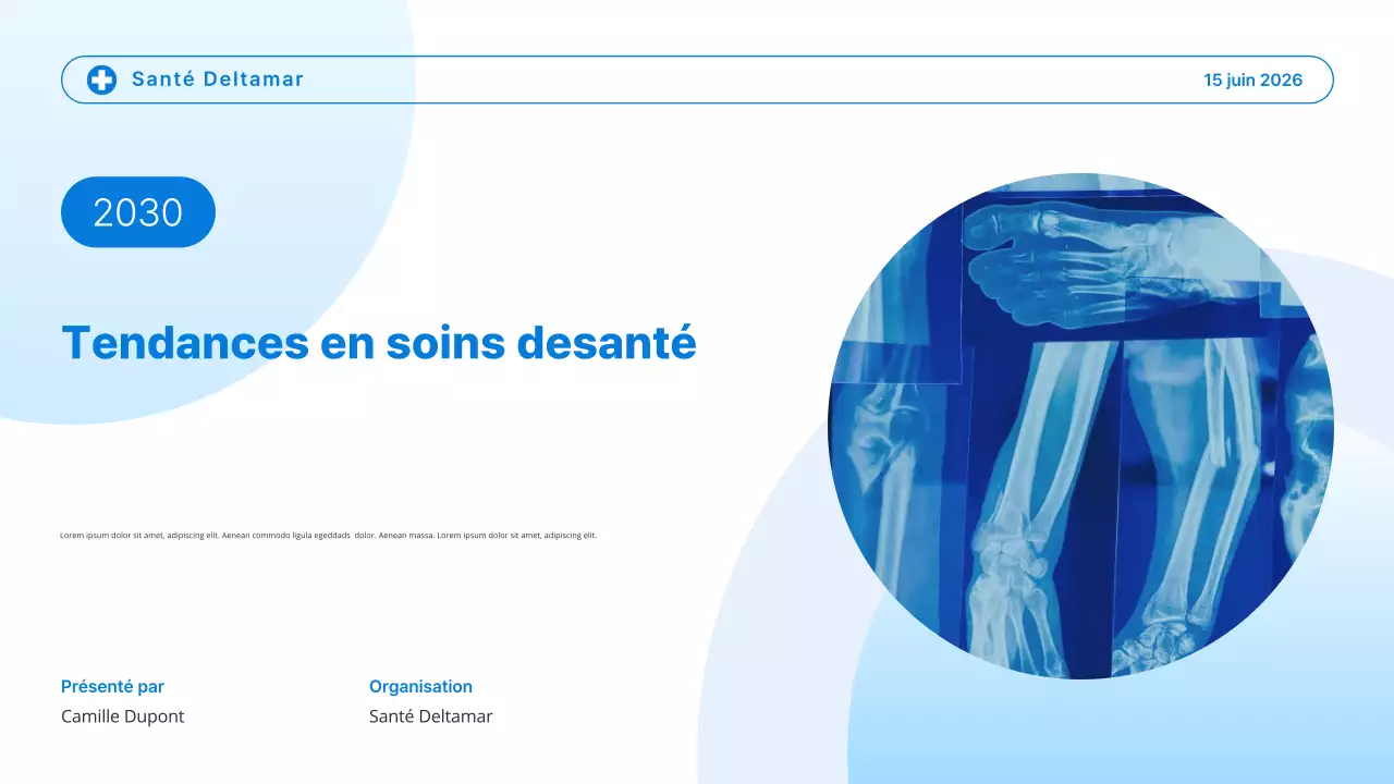 Présentation des tendances des soins de santé modernes en bleu