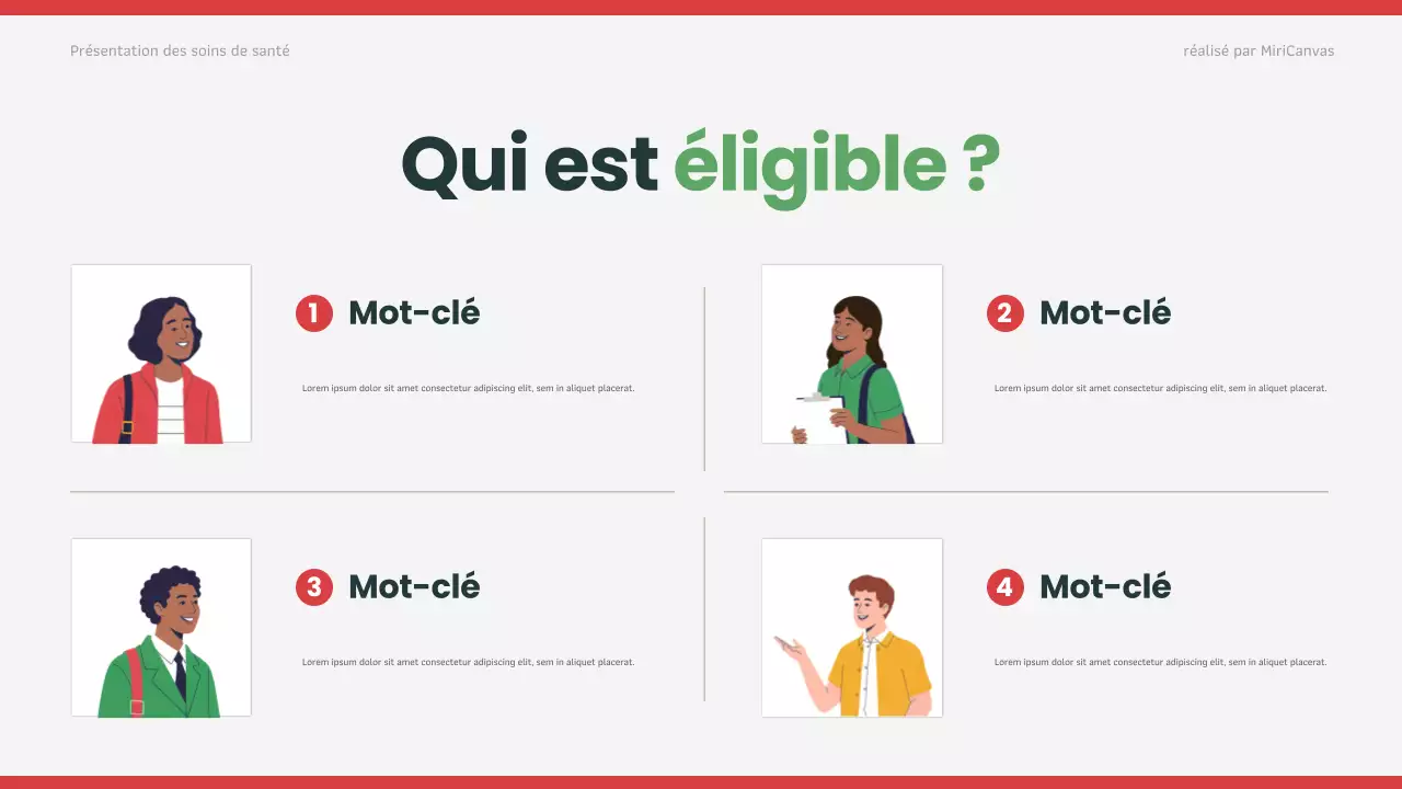 Présentation des soins de santé modernes rouges