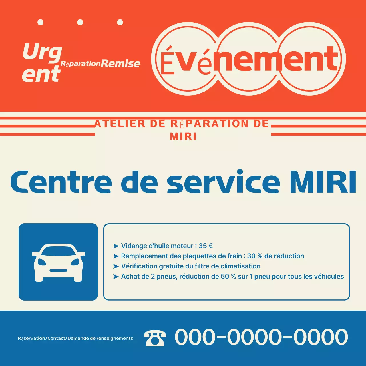 Remise sur l'entretien des voitures rétro orange