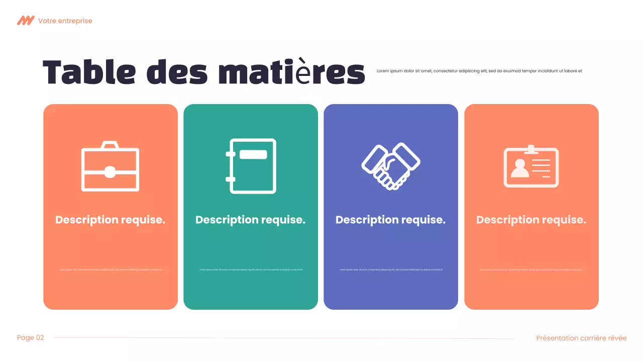 Présentation de carrière Modern Dream en violet et orange