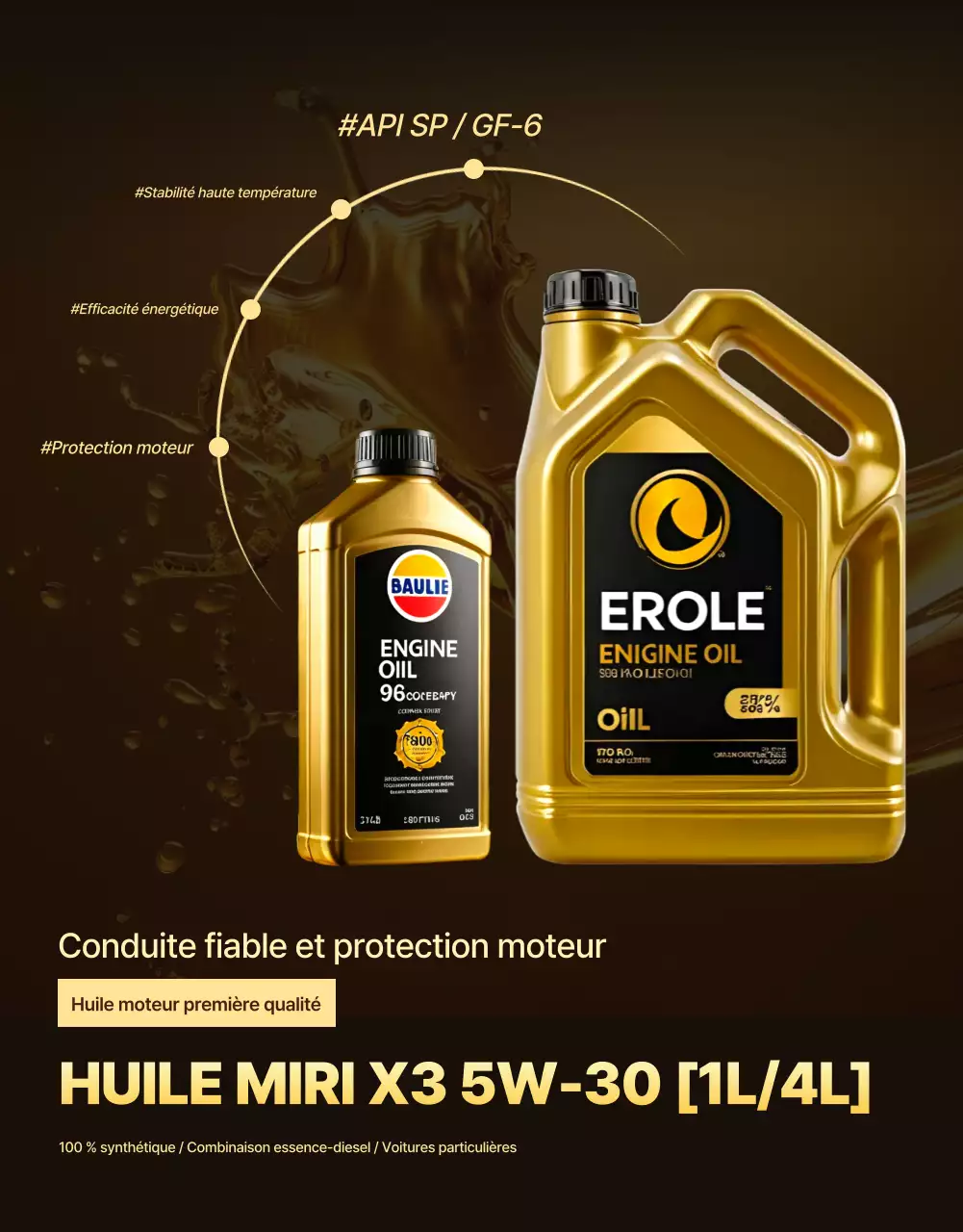 Publicité pour une voiture moderne dorée