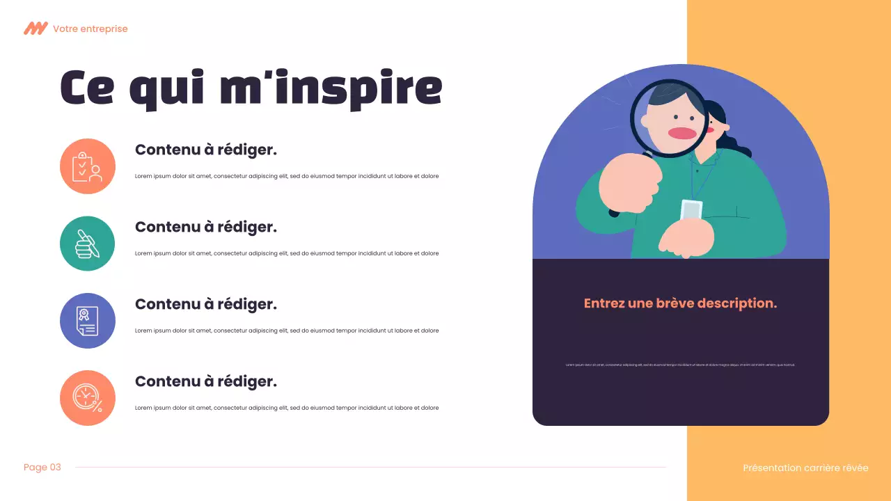 Présentation de carrière Modern Dream en violet et orange