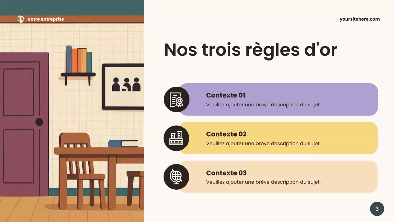 Présentation de l'annonce d'une classe respectueuse des couleurs beiges