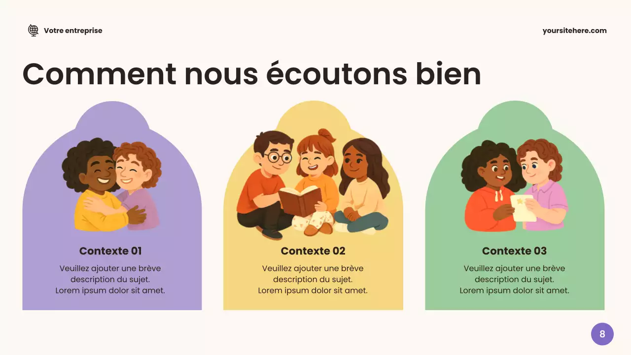 Présentation de l'annonce d'une classe respectueuse des couleurs beiges