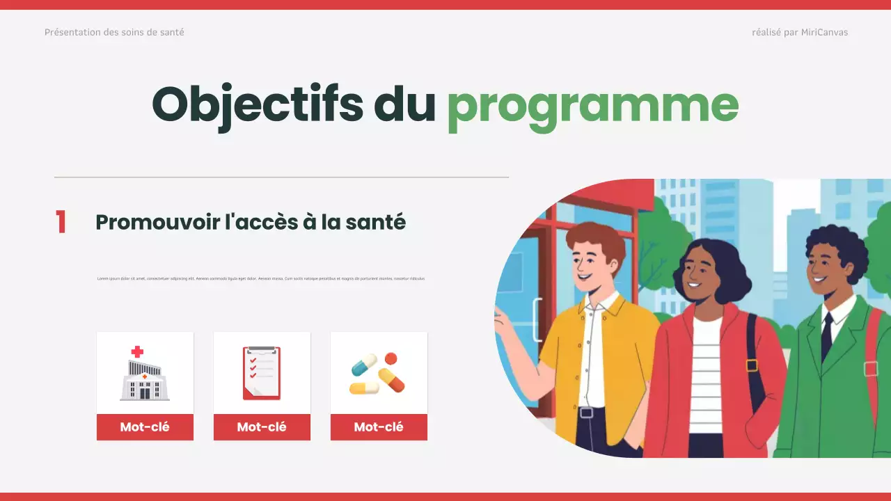 Présentation des soins de santé modernes rouges