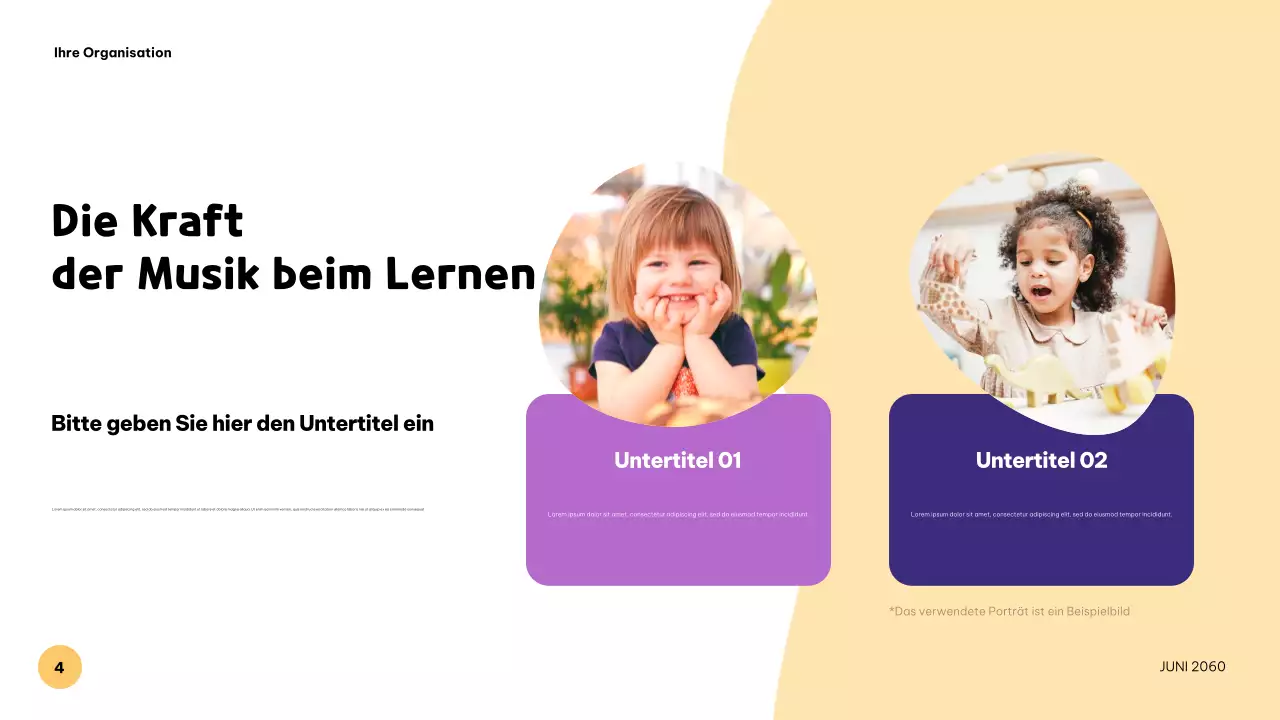 Farbenfrohe, verspielte Musikpräsentation