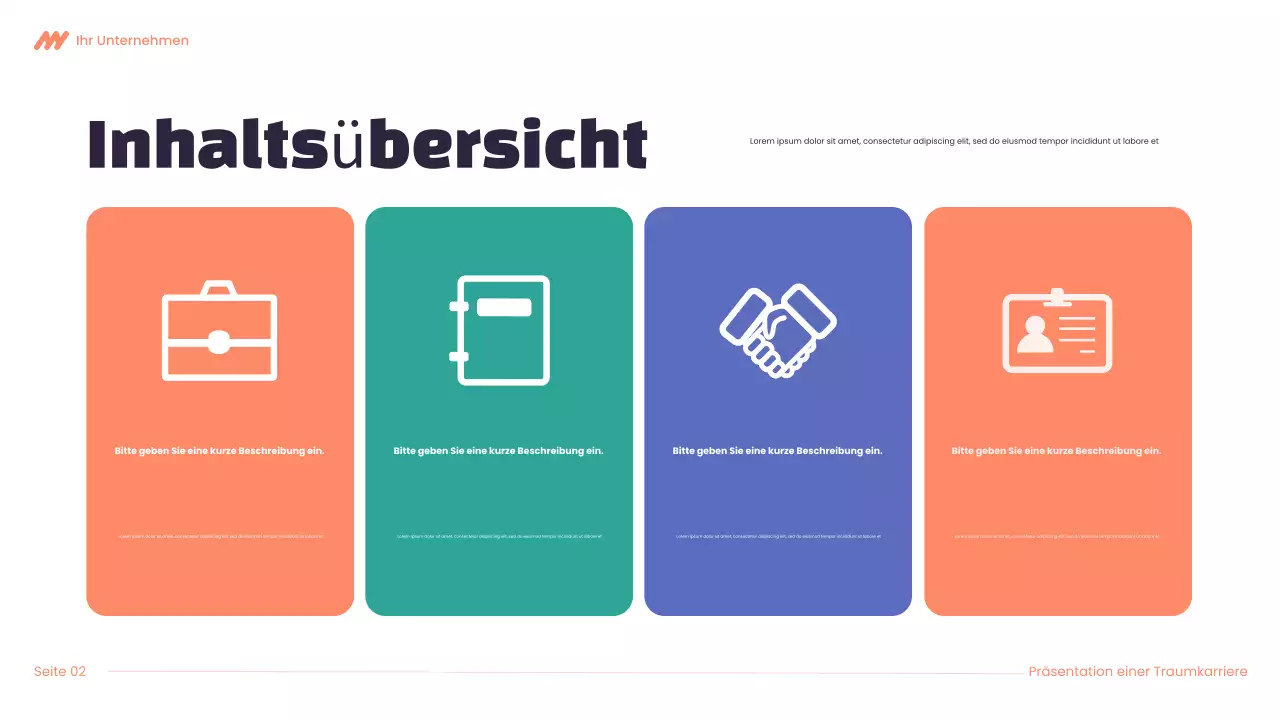 Lila und orangefarbene Karrierepräsentation von Modern Dream