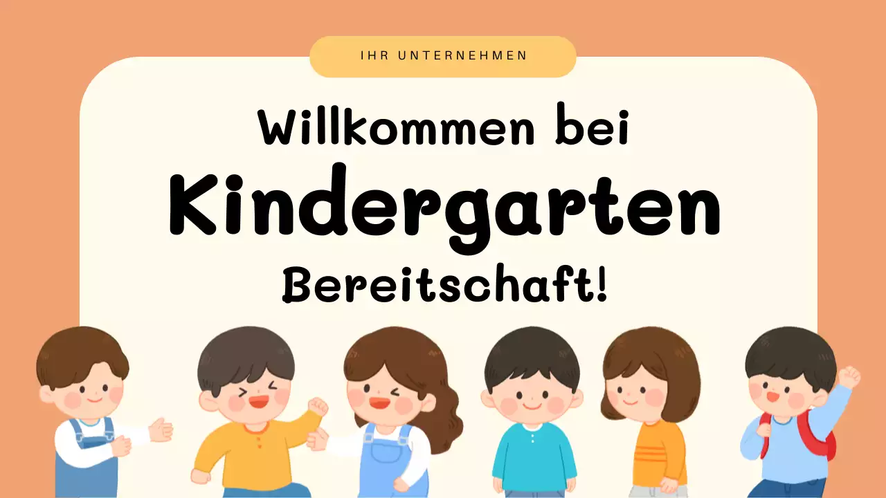 Orangefarbene, verspielte Kindergarteneinladung Präsentation