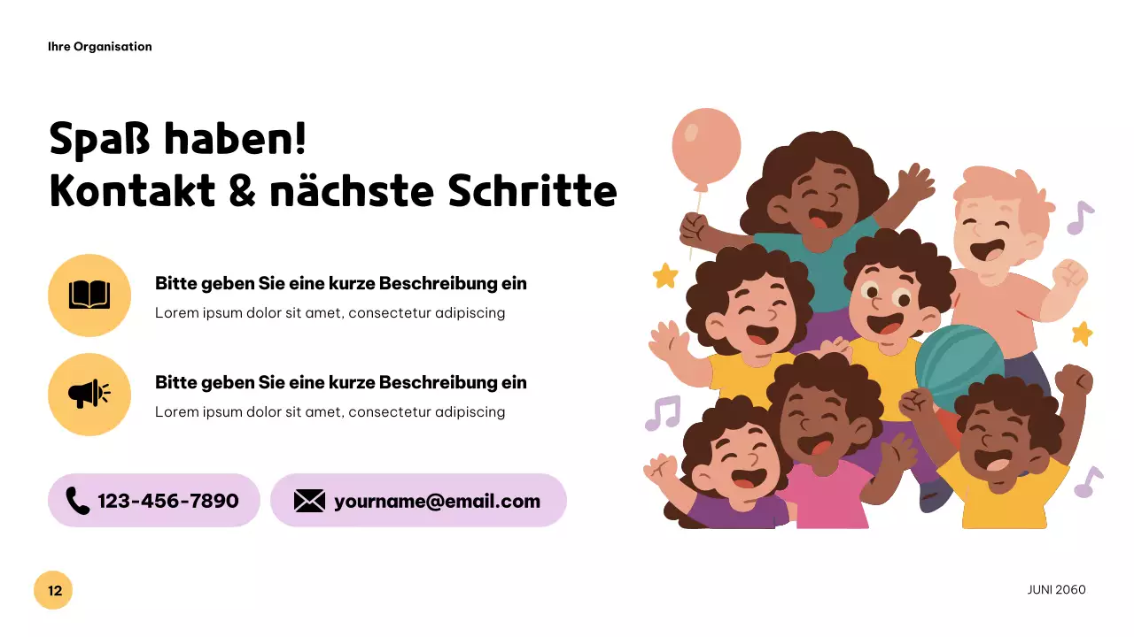 Farbenfrohe, verspielte Musikpräsentation