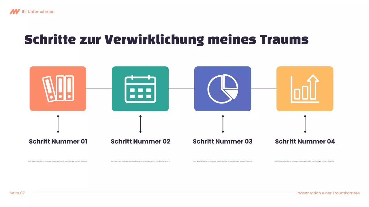 Lila und orangefarbene Karrierepräsentation von Modern Dream