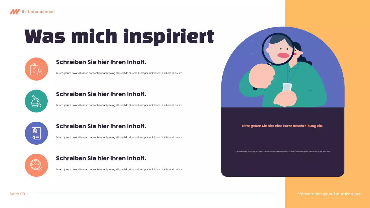 Lila und orangefarbene Karrierepräsentation von Modern Dream