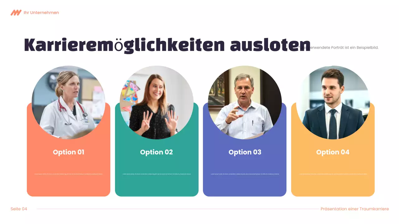 Lila und orangefarbene Karrierepräsentation von Modern Dream