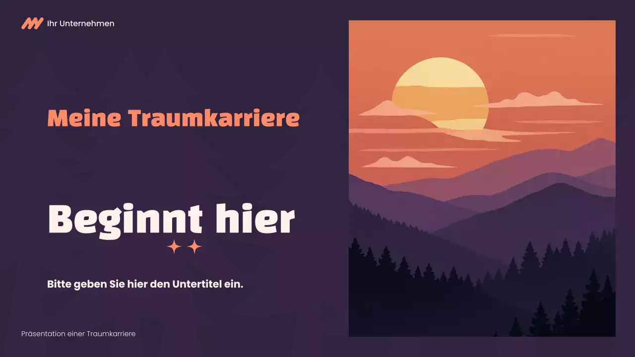 Lila und orangefarbene Karrierepräsentation von Modern Dream