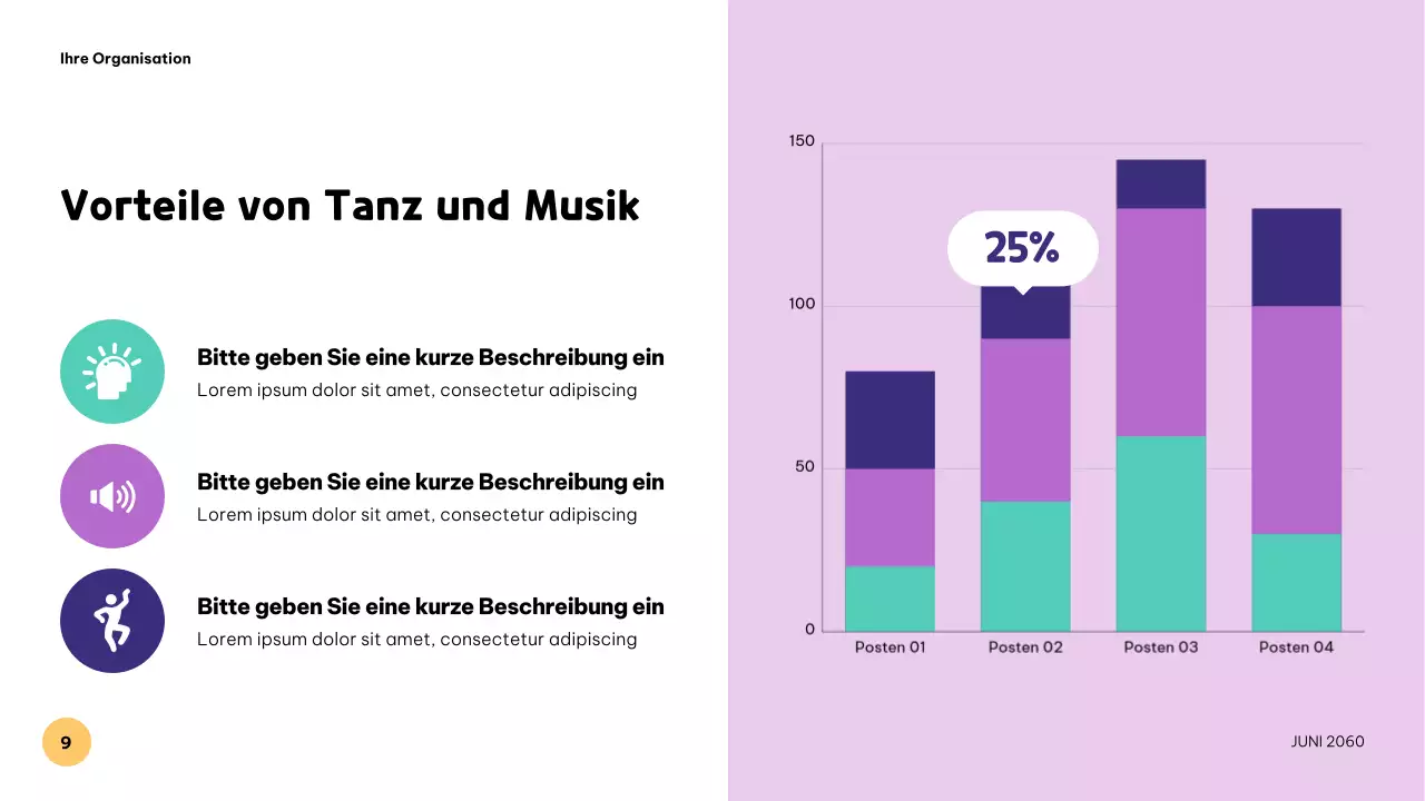 Farbenfrohe, verspielte Musikpräsentation