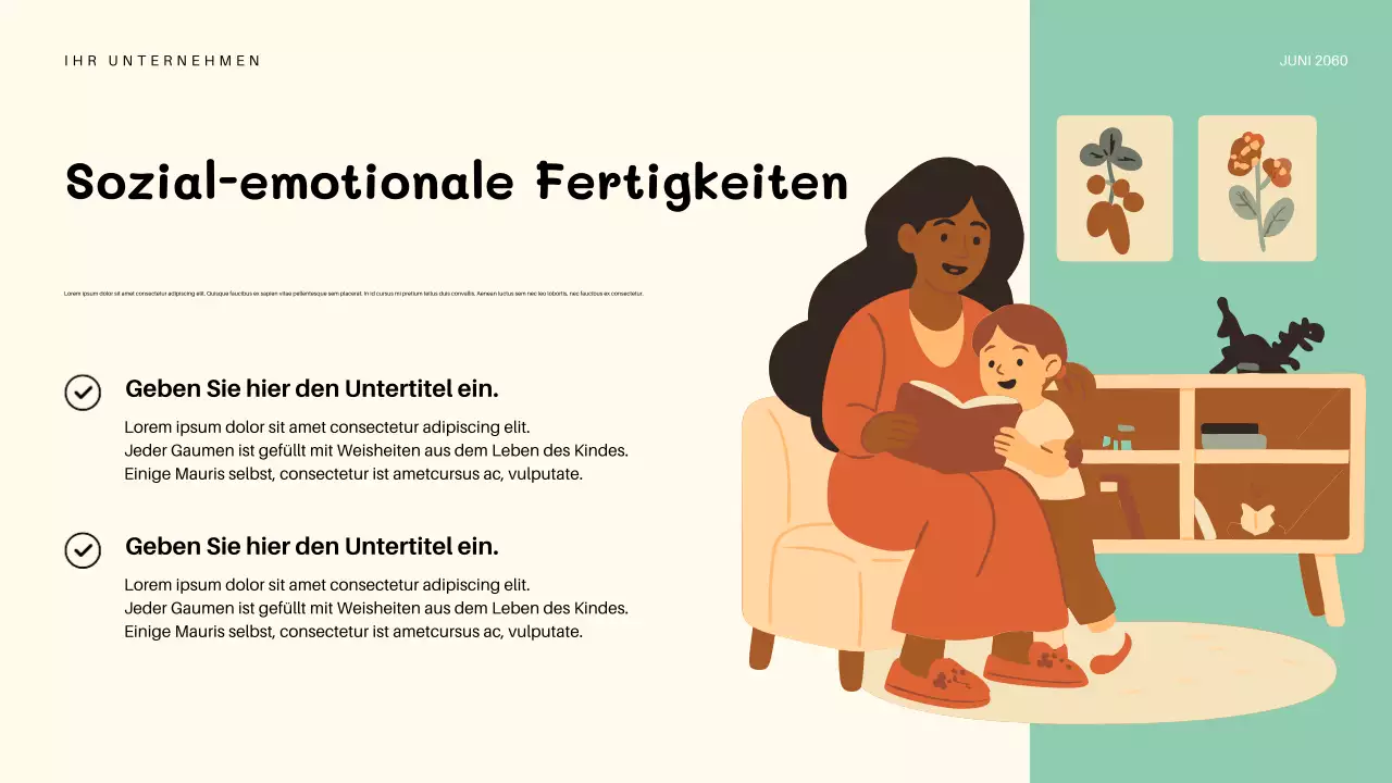 Orangefarbene, verspielte Kindergarteneinladung Präsentation