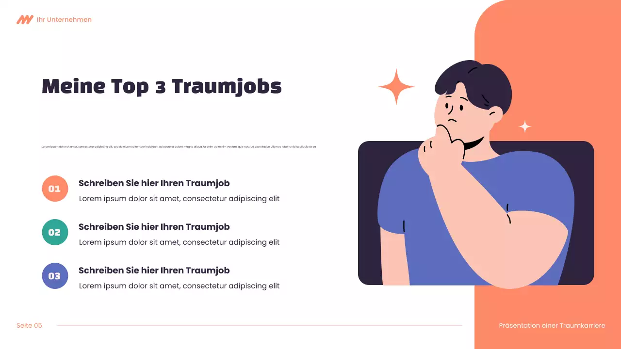 Lila und orangefarbene Karrierepräsentation von Modern Dream