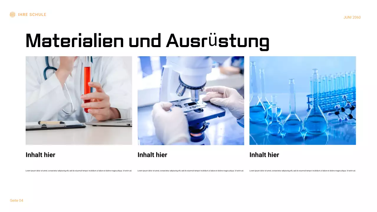 Schwarz-orangefarbener geometrischer Wissenschaftsexperimentbericht Präsentation