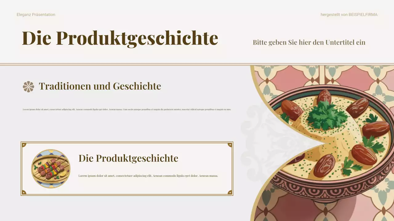 Beige Traditionelle Lebensmittel Marketing Pitch Präsentation