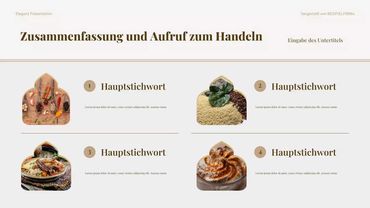 Beige Traditionelle Lebensmittel Marketing Pitch Präsentation