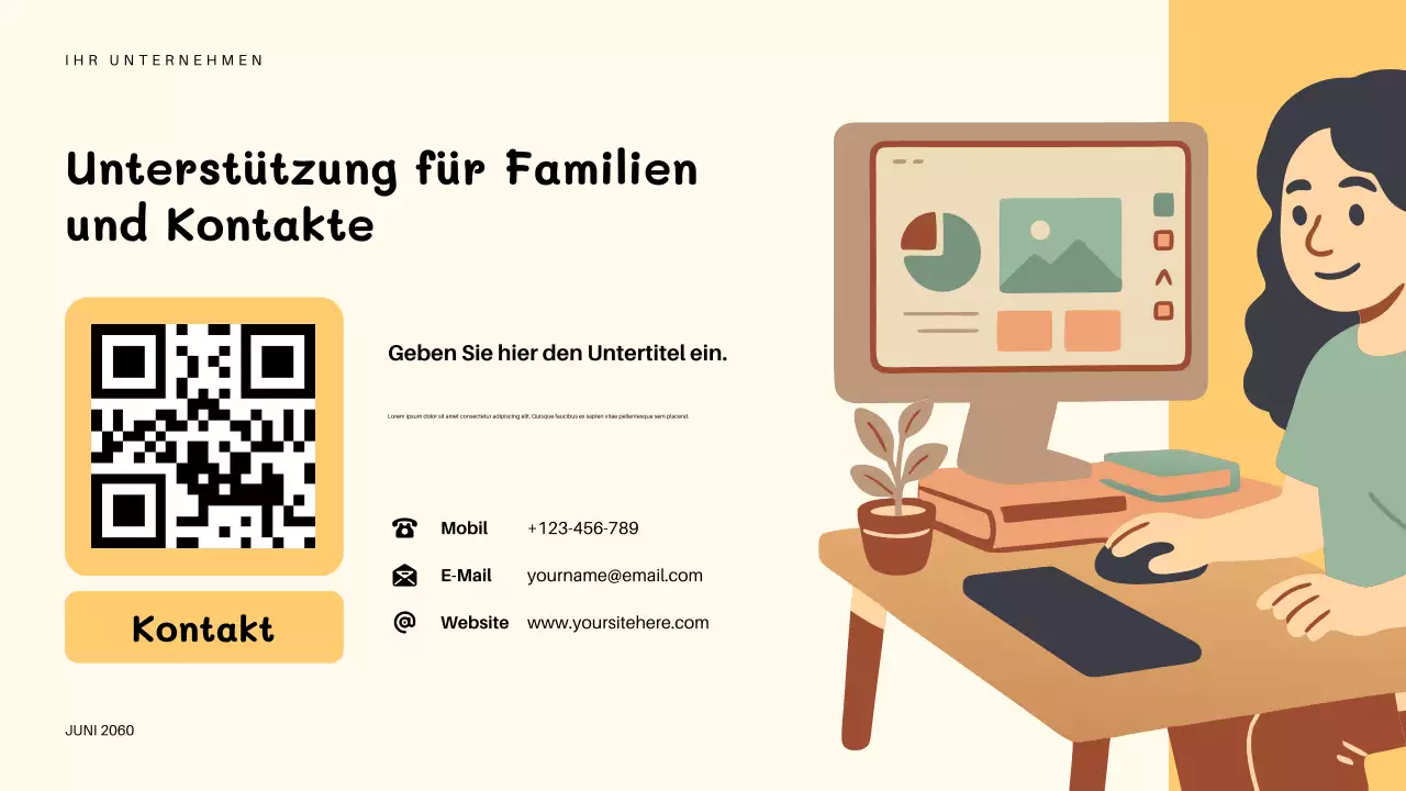 Orangefarbene, verspielte Kindergarteneinladung Präsentation