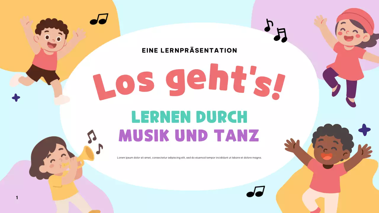 Farbenfrohe, verspielte Musikpräsentation