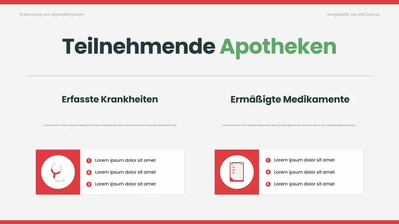 Rote moderne Gesundheitspräsentation