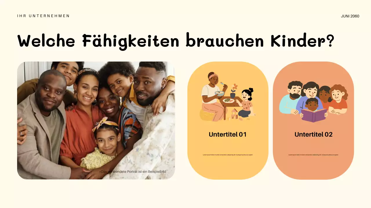Orangefarbene, verspielte Kindergarteneinladung Präsentation