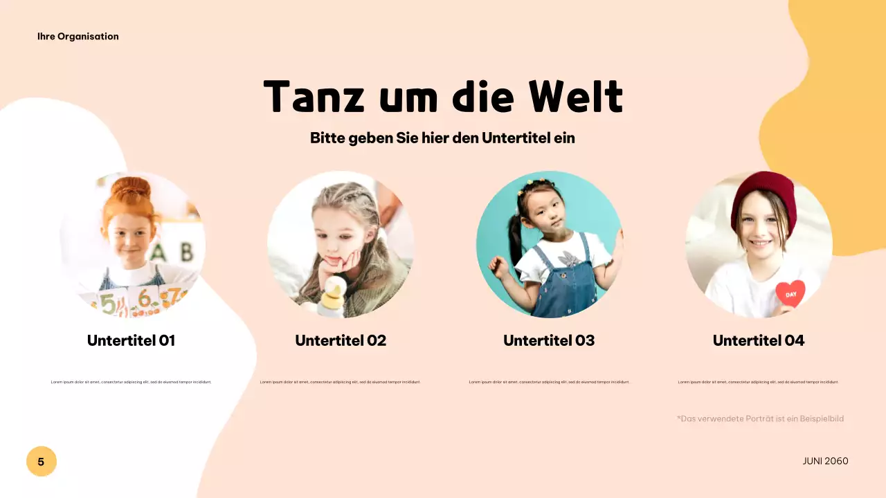 Farbenfrohe, verspielte Musikpräsentation