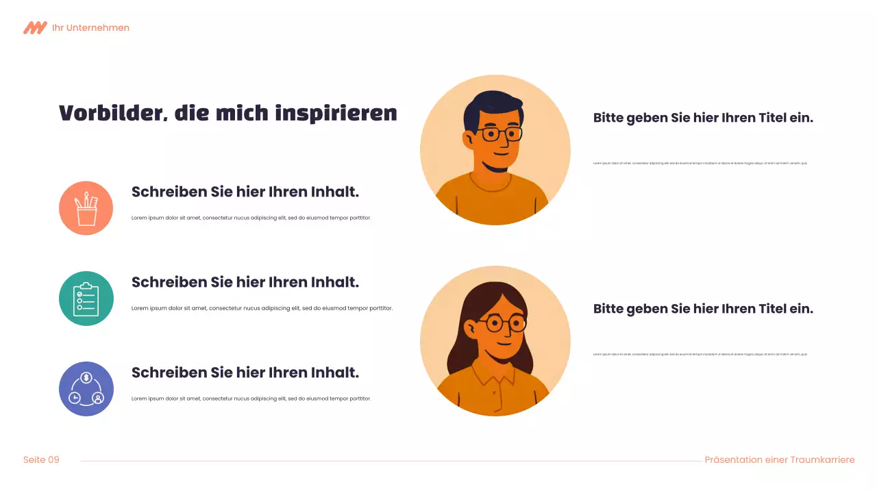 Lila und orangefarbene Karrierepräsentation von Modern Dream