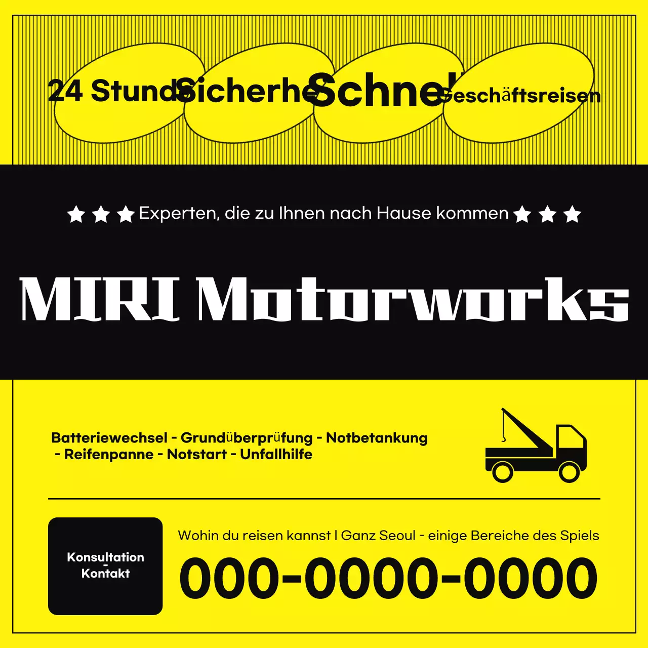 Gelbe Anzeige für den Basis-Autoservice