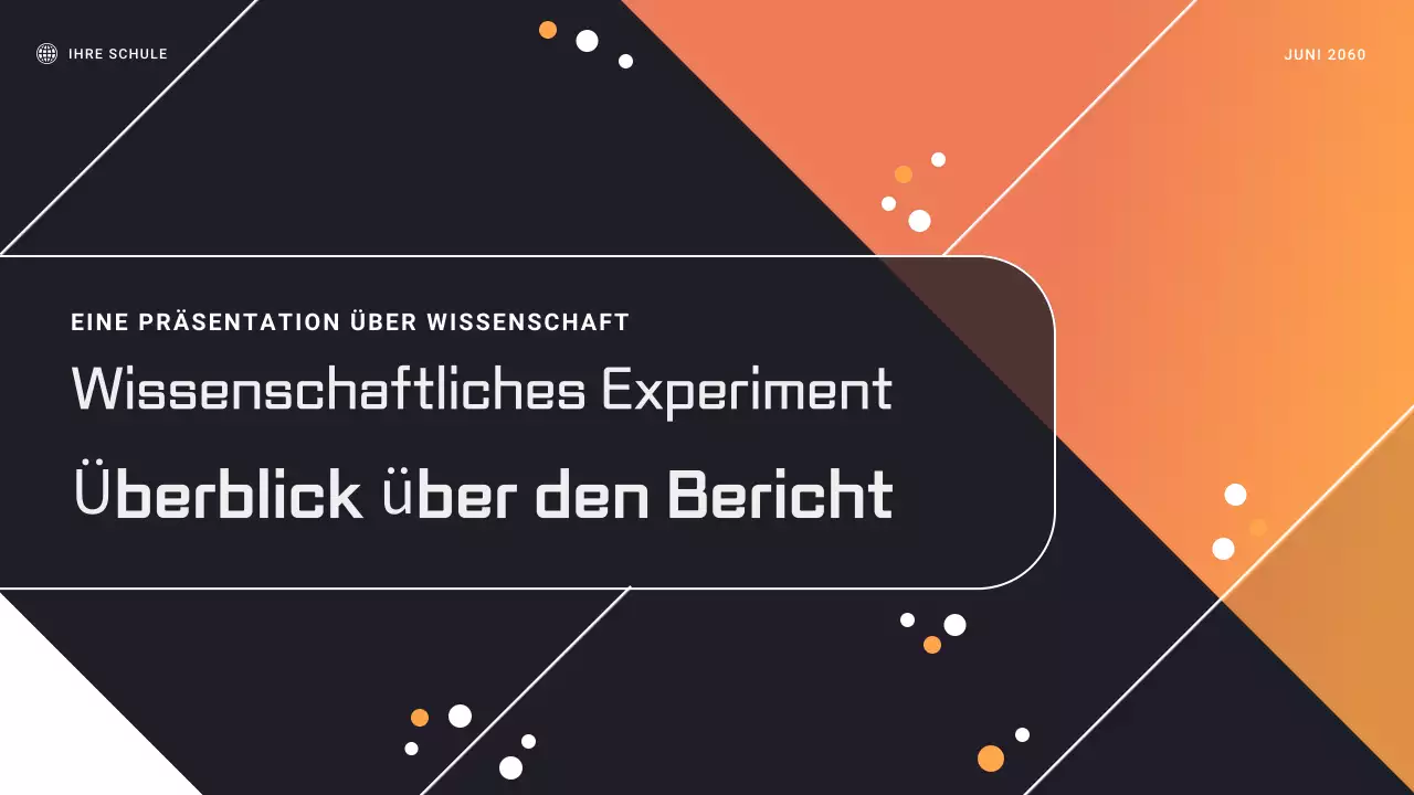 Schwarz-orangefarbener geometrischer Wissenschaftsexperimentbericht Präsentation