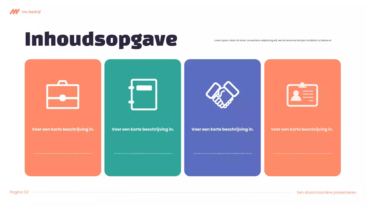 Paars en oranje Modern Dream carrièrepresentatie