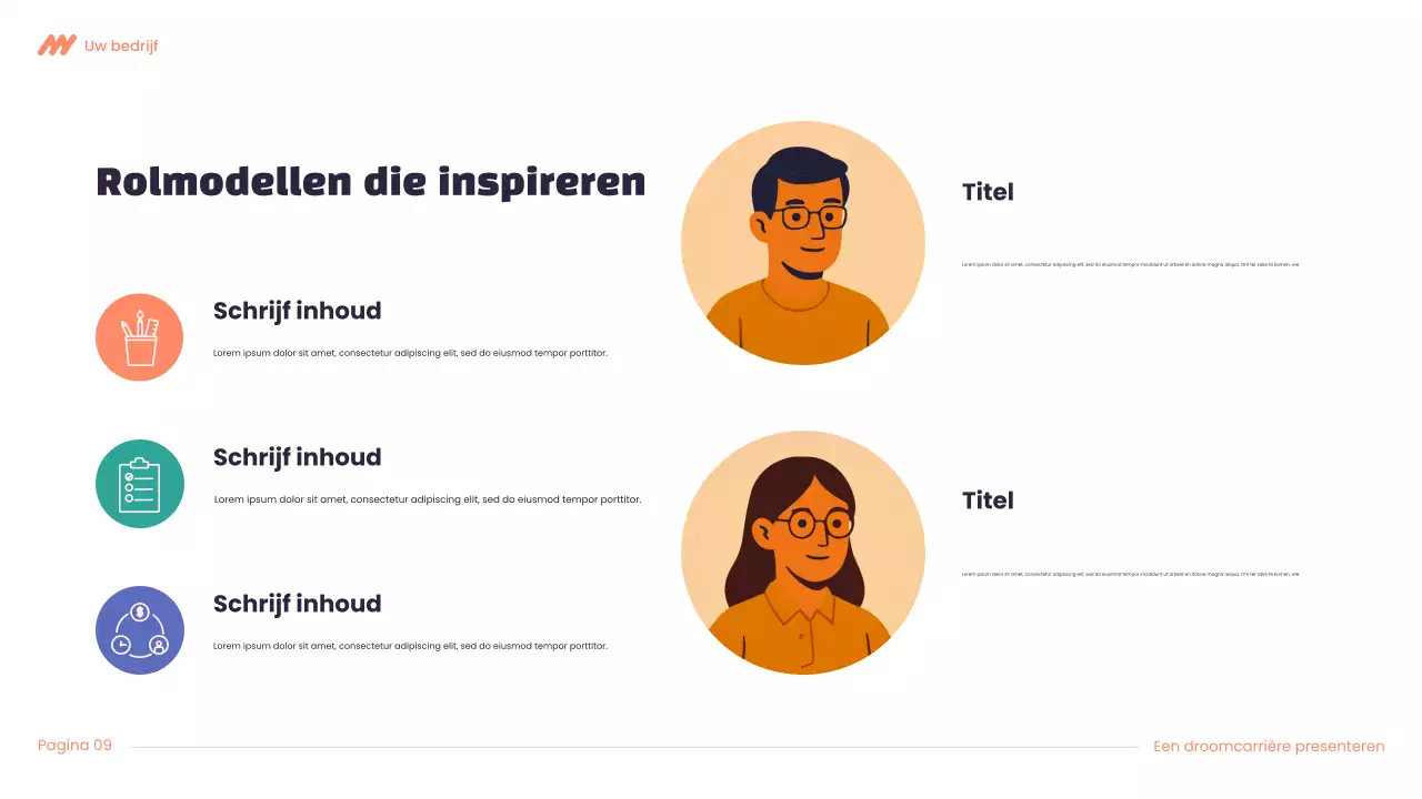 Paars en oranje Modern Dream carrièrepresentatie