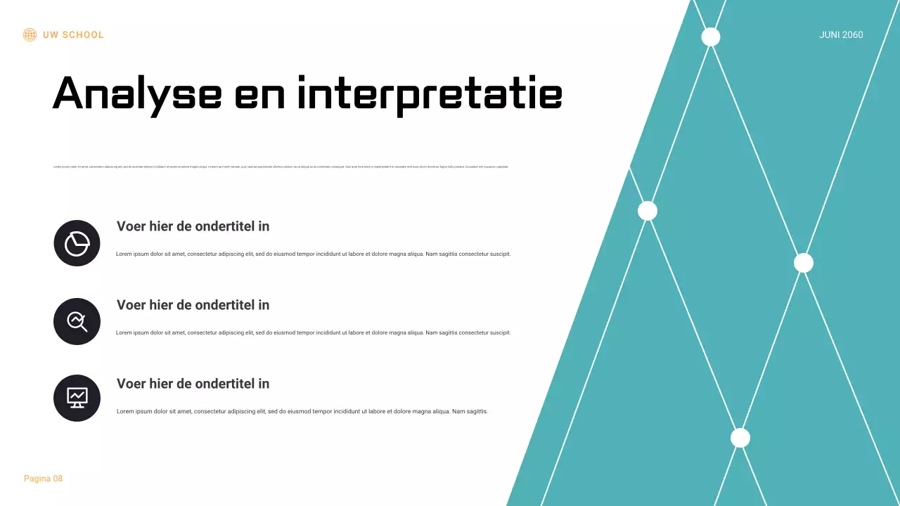 Presentatie van een rapport over een zwart-oranje geometrisch wetenschappelijk experiment