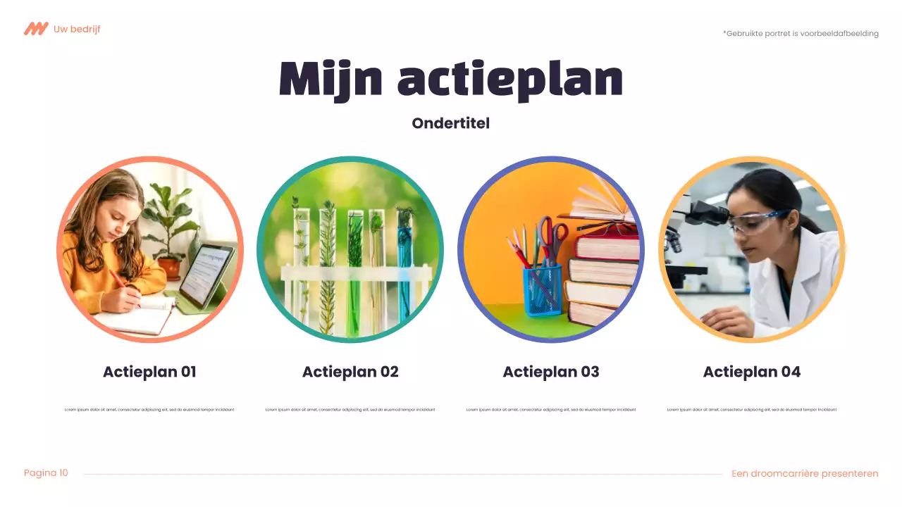 Paars en oranje Modern Dream carrièrepresentatie