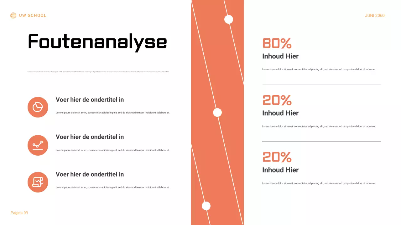 Presentatie van een rapport over een zwart-oranje geometrisch wetenschappelijk experiment