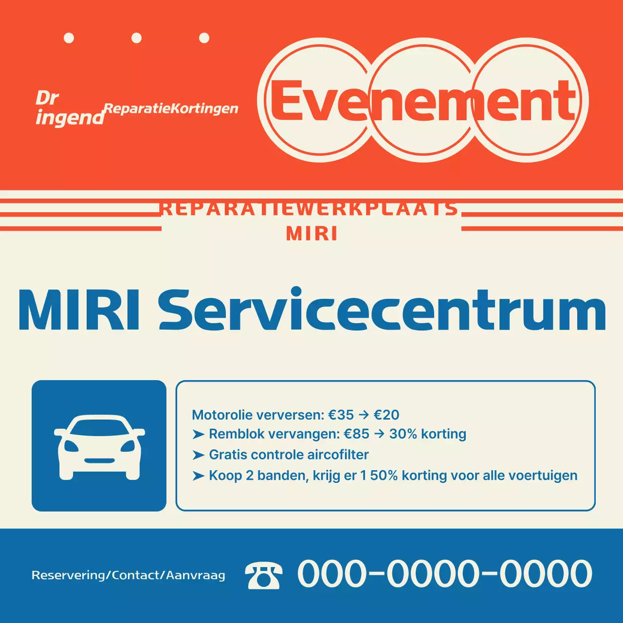 Korting op onderhoud van Orange Retro-auto's