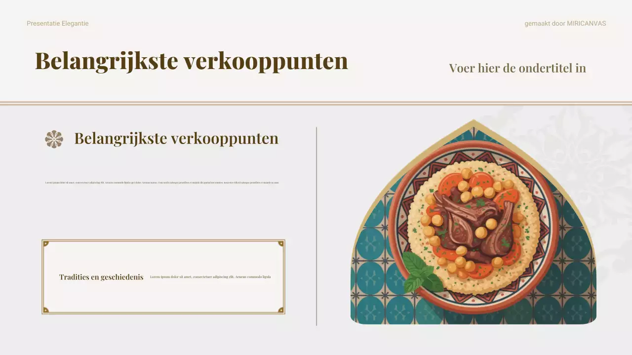 Beige Traditionele Voedselmarketing Pitch Presentatie