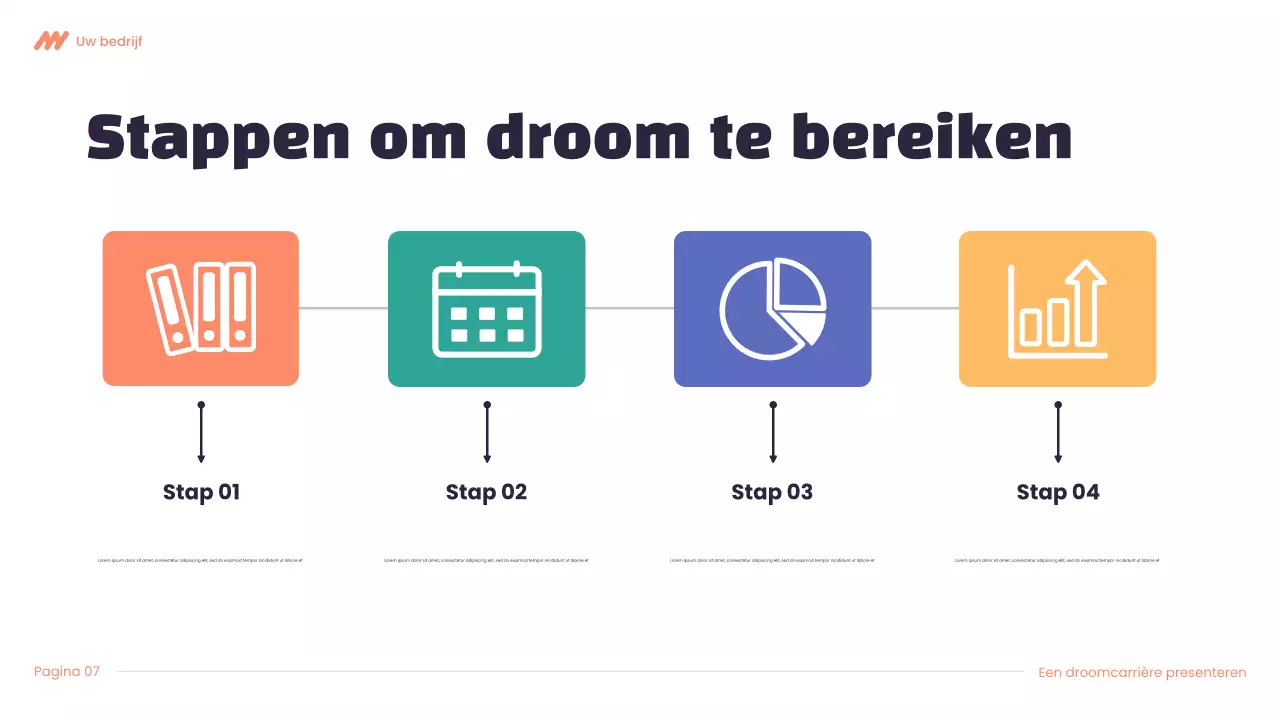 Paars en oranje Modern Dream carrièrepresentatie