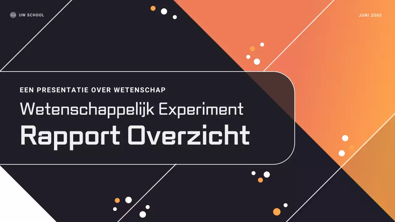 Presentatie van een rapport over een zwart-oranje geometrisch wetenschappelijk experiment