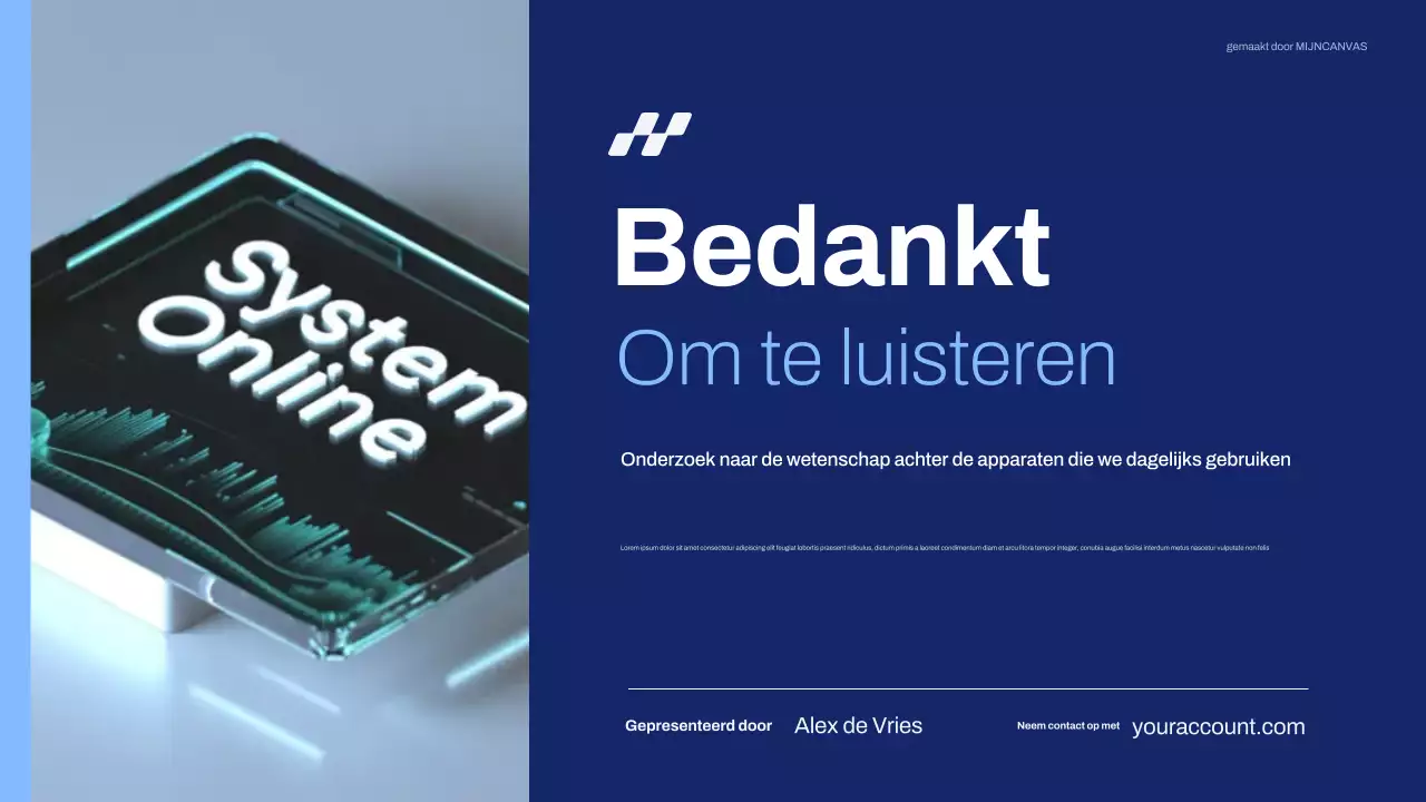 Blauwe moderne technologie pitchpresentatie