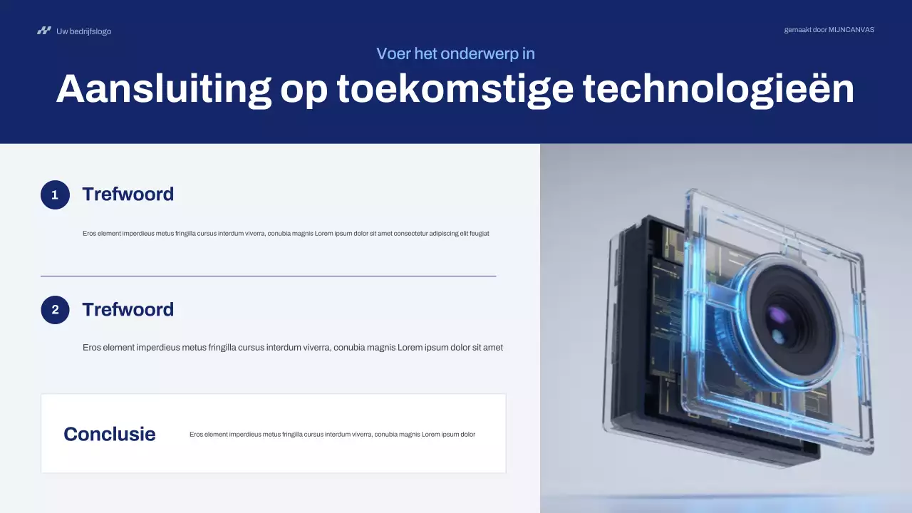 Blauwe moderne technologie pitchpresentatie
