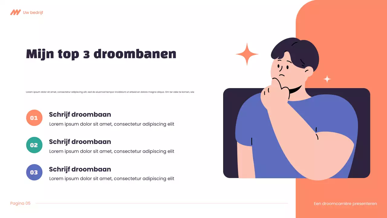 Paars en oranje Modern Dream carrièrepresentatie