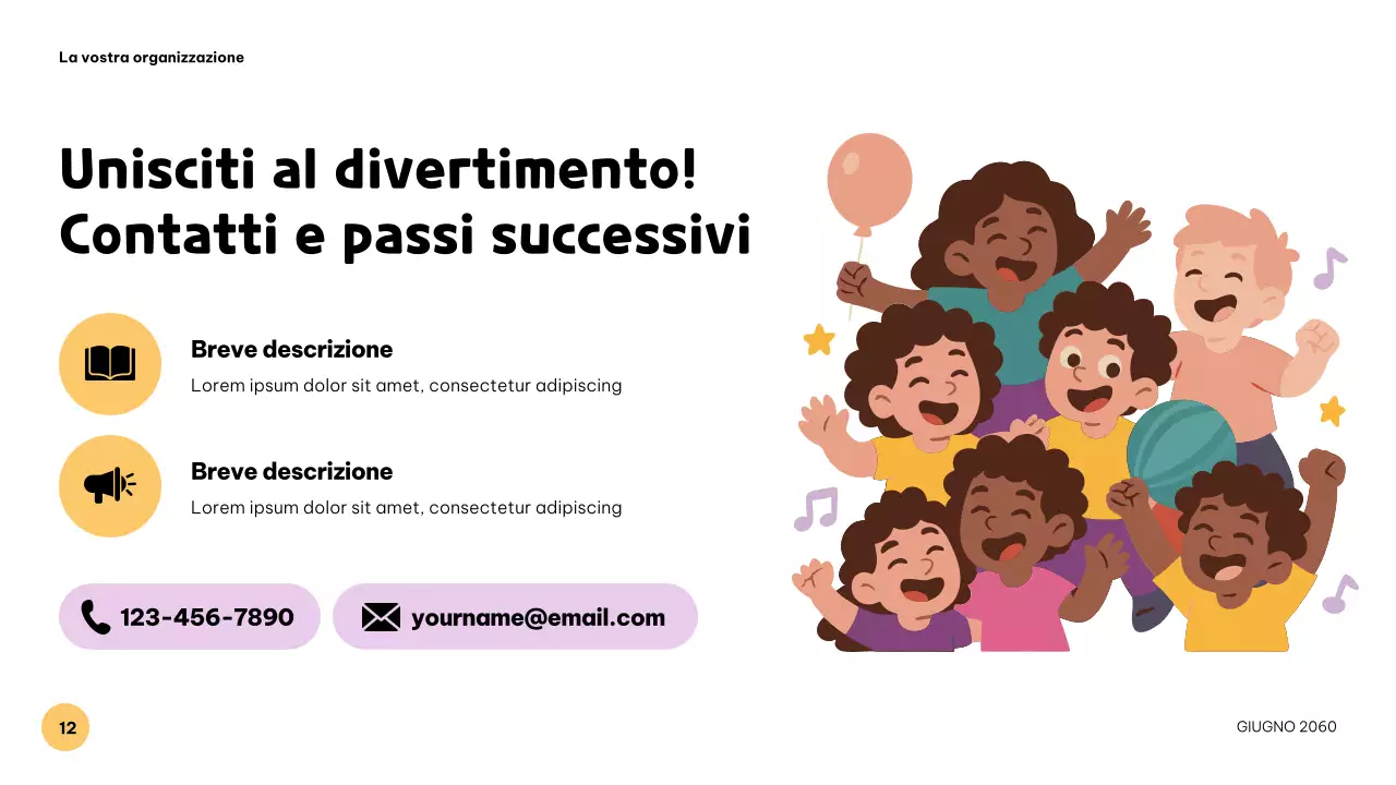 Presentazione musicale colorata e giocosa